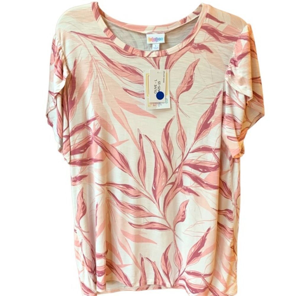 NWT Lularoe Peach Printed Tunic Top L